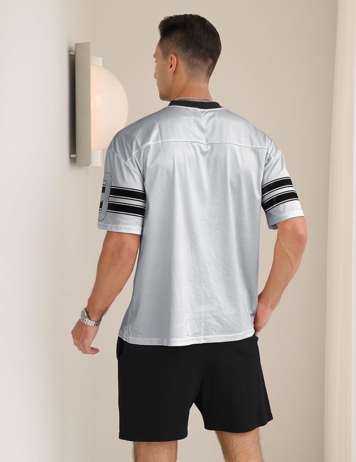 Yimoon Mens Jersey Shirts Oversized Number Graphic Tees Short Sleeve Mesh Tshirts Vintage 90s Y2k Streetwear Tops 3 Yimoon Mens Jersey Shirts Oversized Number Graphic Tees Short Sleeve Mesh Tshirts Vintage 90s Y2k Streetwear Tops - الصورة 3