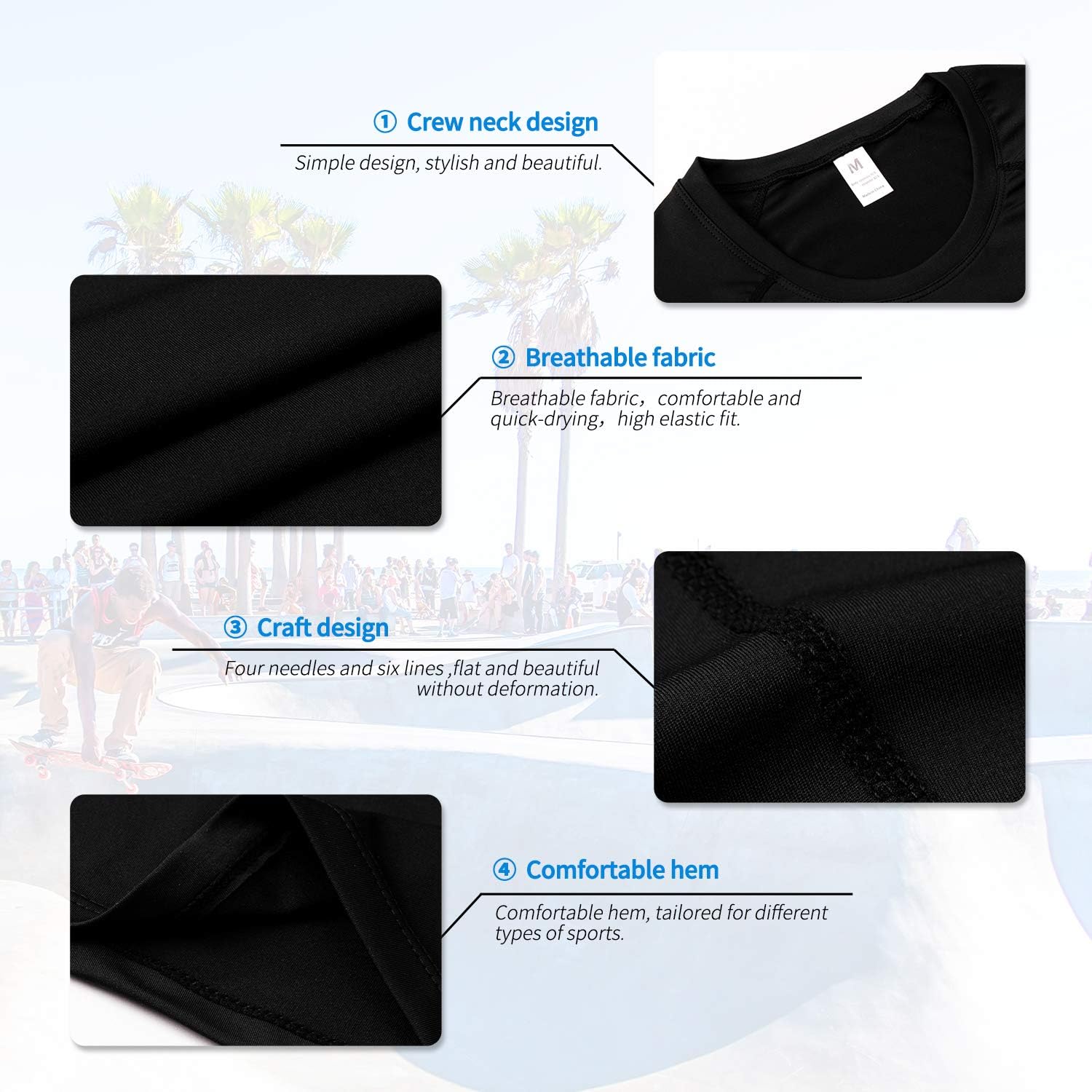 Men's Compression Shirts Short Sleeve Workout Sports T-Shirts Dry Fit Running Tops Gym Base Layer Undershirts 5 Men's Compression Shirts Short Sleeve Workout Sports T-Shirts Dry Fit Running Tops Gym Base Layer Undershirts - الصورة 5