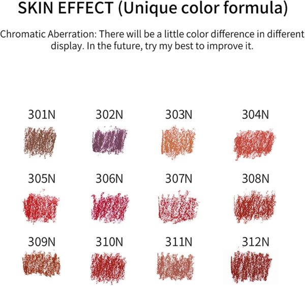⁦12 Colors Brown Lip Liner Set for Women - Dark Red Nude Waterproof Lip Liner Pencils for Defining & Filling Lips, Long-Lasting Smooth Lip Makeup⁩ - الصورة ⁦4⁩