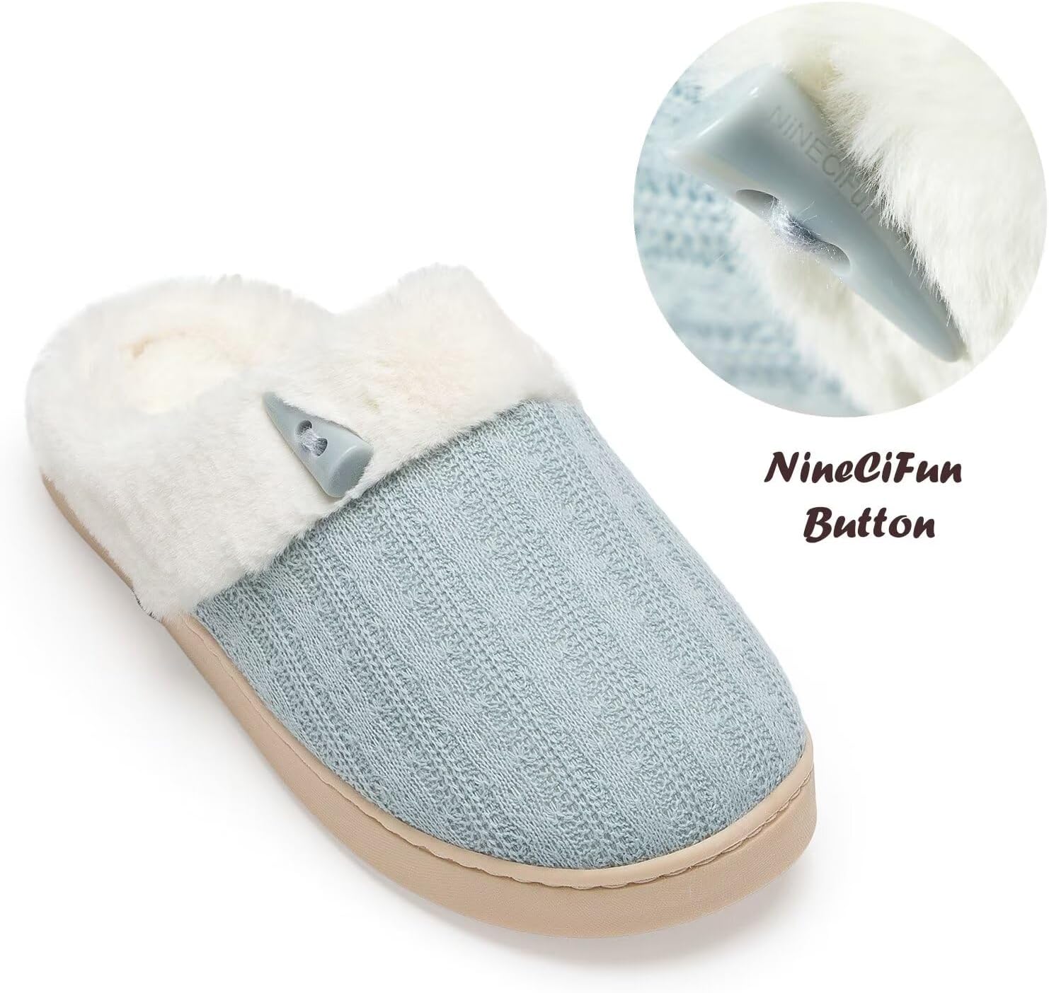 NineCiFun Women's Slip on Fuzzy Slippers Memory Foam House Slippers Outdoor Indoor Warm Plush Bedroom Shoes Scuff with Fur Lining 5 NineCiFun Women's Slip on Fuzzy Slippers Memory Foam House Slippers Outdoor Indoor Warm Plush Bedroom Shoes Scuff with Fur Lining - الصورة 5