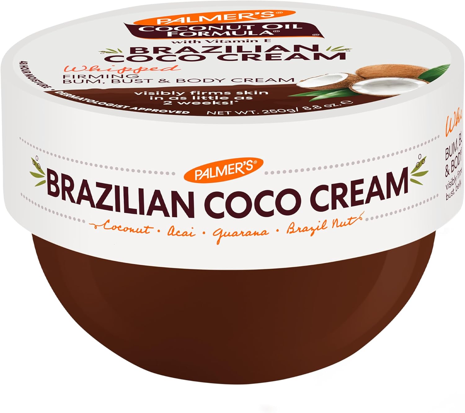 Palmer's Coconut Oil Formula Brazilian Coco Cream with Vitamin E, 8.8 Fl Oz, Whipped Bum, Bust & Body Cream, Helps with Skin Tightening & Firming 1 Palmer's Coconut Oil Formula Brazilian Coco Cream with Vitamin E, 8.8 Fl Oz, Whipped Bum, Bust & Body Cream, Helps with Skin Tightening & Firming