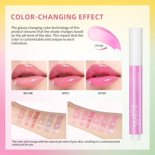⁦Ph Lip Balm, Color Changing Lip Balm, Juicy Lip Balm Shift - Fruit Flavored Moisturizing and Glossy Lip Care - Pink Lip Serum, Soothing and Protecting Lips (Blueberry)⁩ - الصورة ⁦5⁩