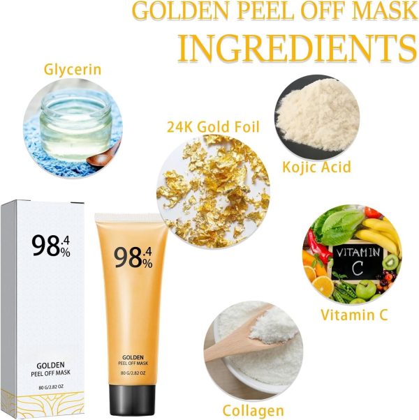 ⁦POSICHE Golden Peel Off Mask 80g, Blackhead and Whitehead Deep Cleansing Power, Skin Firming and Rejuvenation, Smooth and Silky Texture, Skin Detoxification, Anti-Aging, Spa-like Skincare Experience⁩ - الصورة ⁦7⁩