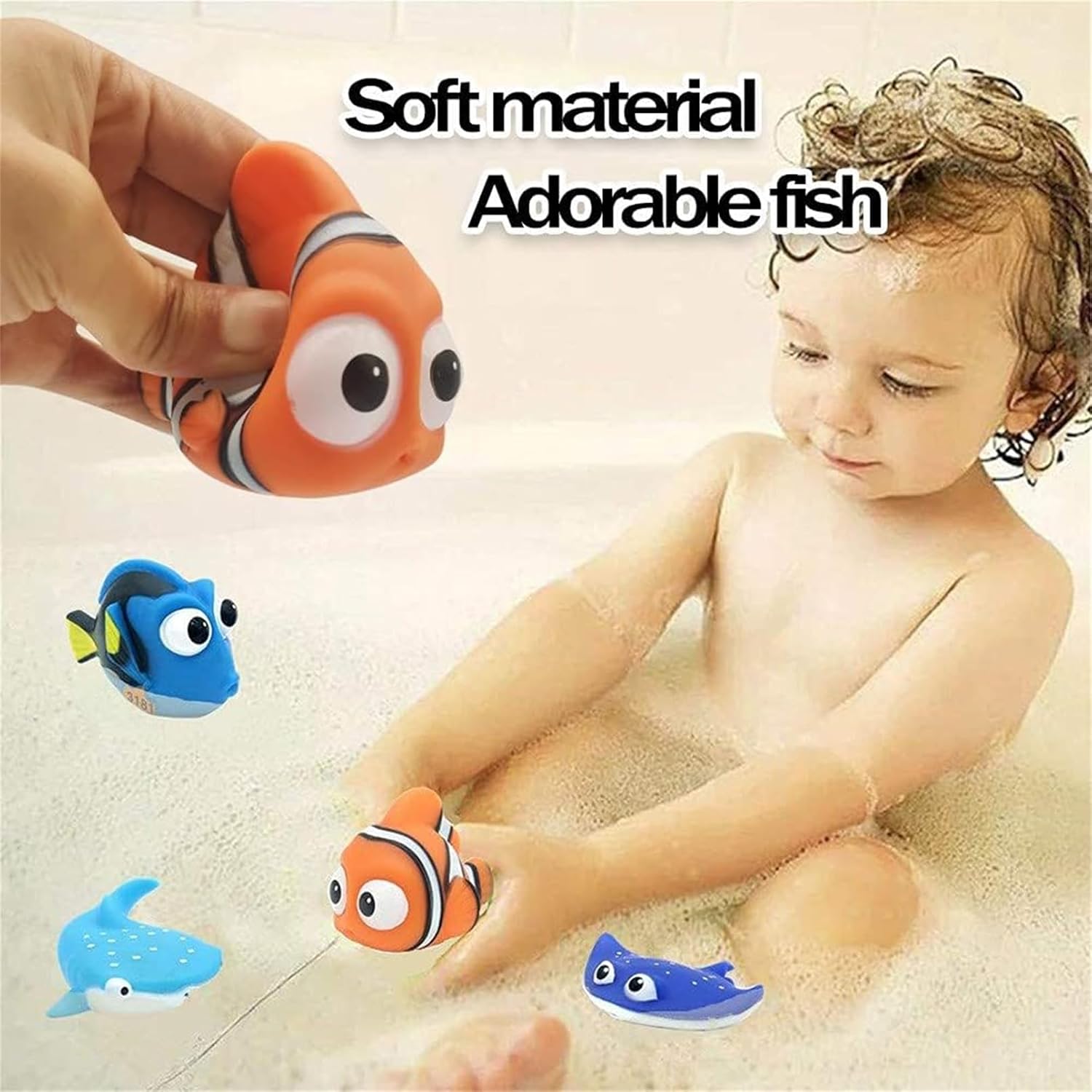Andanna 8pcs Multicolor Sea Life Baby Bath Toys, Ages 6-18 Months, PVC Material, Squirting Water Toys for Kids Bathtub & Pool, Includes Turtle, Dory, Shark & More 9 Andanna 8pcs Multicolor Sea Life Baby Bath Toys, Ages 6-18 Months, PVC Material, Squirting Water Toys for Kids Bathtub & Pool, Includes Turtle, Dory, Shark & More - الصورة 9