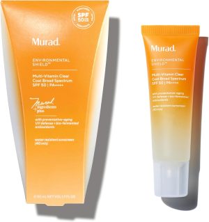 Murad Multi-Vitamin Clear Coat Sunscreen SPF 50 - Antioxidant-Rich Broad-Spectrum SPF with Vitamins C-F, Bio-Fermented Clary Sage & Chia Seed, Clear and Non-Comedogenic, For All Skin Types - 1.7 Fl Oz