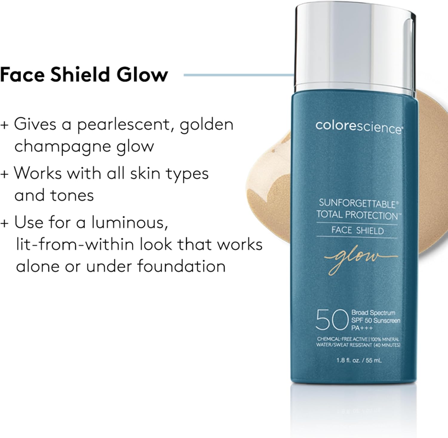 Colorescience Sunforgettable Total Protection Face Shield Glow SPF 50, Glow, 1.8 Fl Oz 6 Colorescience Sunforgettable Total Protection Face Shield Glow SPF 50, Glow, 1.8 Fl Oz - الصورة 6