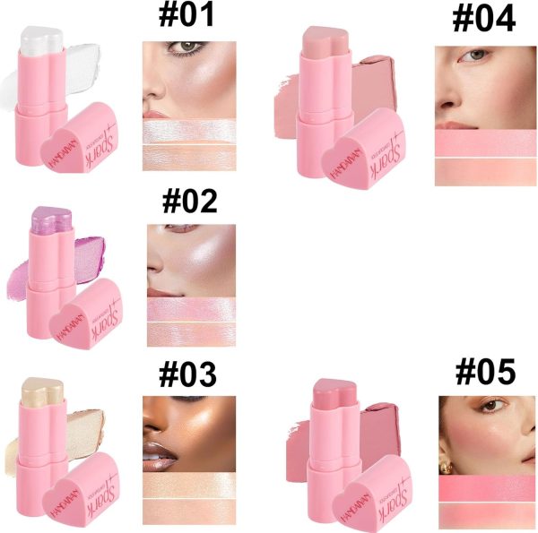 ⁦Hepiide Heart Blush Cream for Cheeks, Eyes, Lips - Natural Waterproof Sweat-Resistant Tinted Solid Stick With Long Lasting Makeup Multi-Use Color (06#, 1)⁩ - الصورة ⁦6⁩