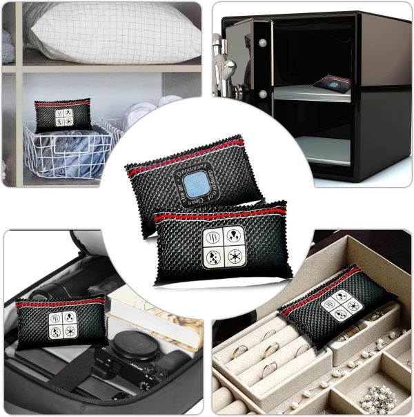 ⁦Paporich 2pcs 400g Car Silica Gel Dehumidifi Reusable, Portable Silica Gel Desiccant Packs, Rechargeable Desiccant, Moisture Absorbing Bag, for Car Interior & Wardrobes⁩ - الصورة ⁦6⁩