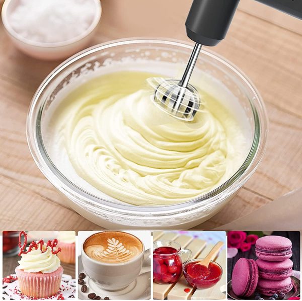 ⁦Arabest Hand Mixer,Cordless Electric Whisk Portable Handheld Electric Mixer with 3-speed Self-Control,Stainless Steel Beaters & Balloon Whisk for Whipping,Pudding, Cookies, Cakes, Batters⁩ - الصورة ⁦4⁩