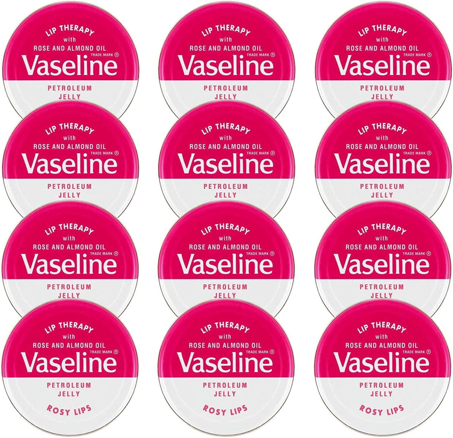 فازلين مرطب شفاه (12×20 غرام/0.77 اونصة، احمر شفاه وردي) 1 فازلين مرطب شفاه (12×20 غرام/0.77 اونصة، احمر شفاه وردي)