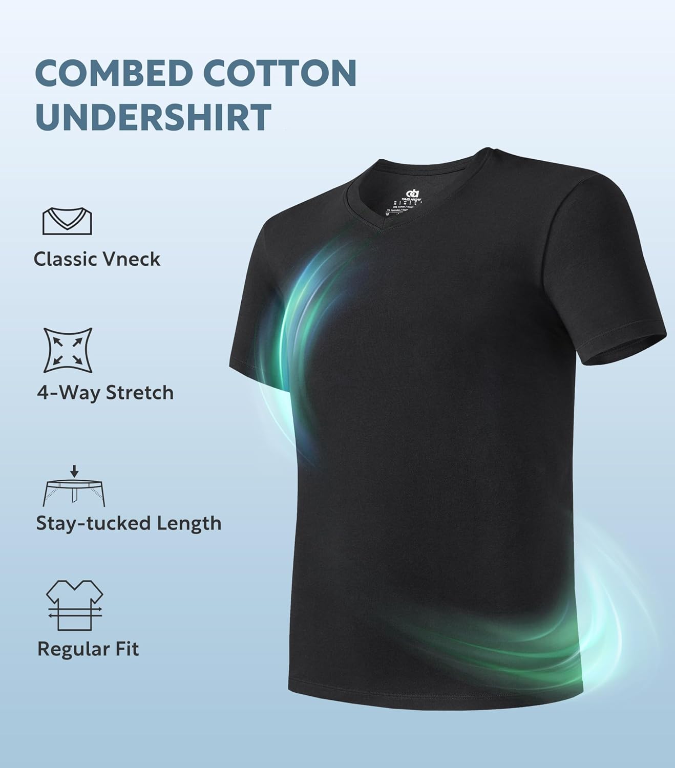 DAVID ARCHY Men's Undershirts Soft Micro Modal V-Neck Breathable T-Shirts 3 Pack 4 DAVID ARCHY Men's Undershirts Soft Micro Modal V-Neck Breathable T-Shirts 3 Pack - الصورة 4