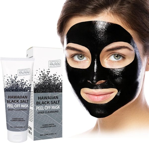 NOVOLAN Black Salt Facial Mask Deep Cleansing Peel-Off Mask 120ml, Detoxifies & Purifies, Clears Clogged Pores, Exfoliates Dead Skin Cells, Reduces Excess Oil, Enhances Absorption of Skincare Products