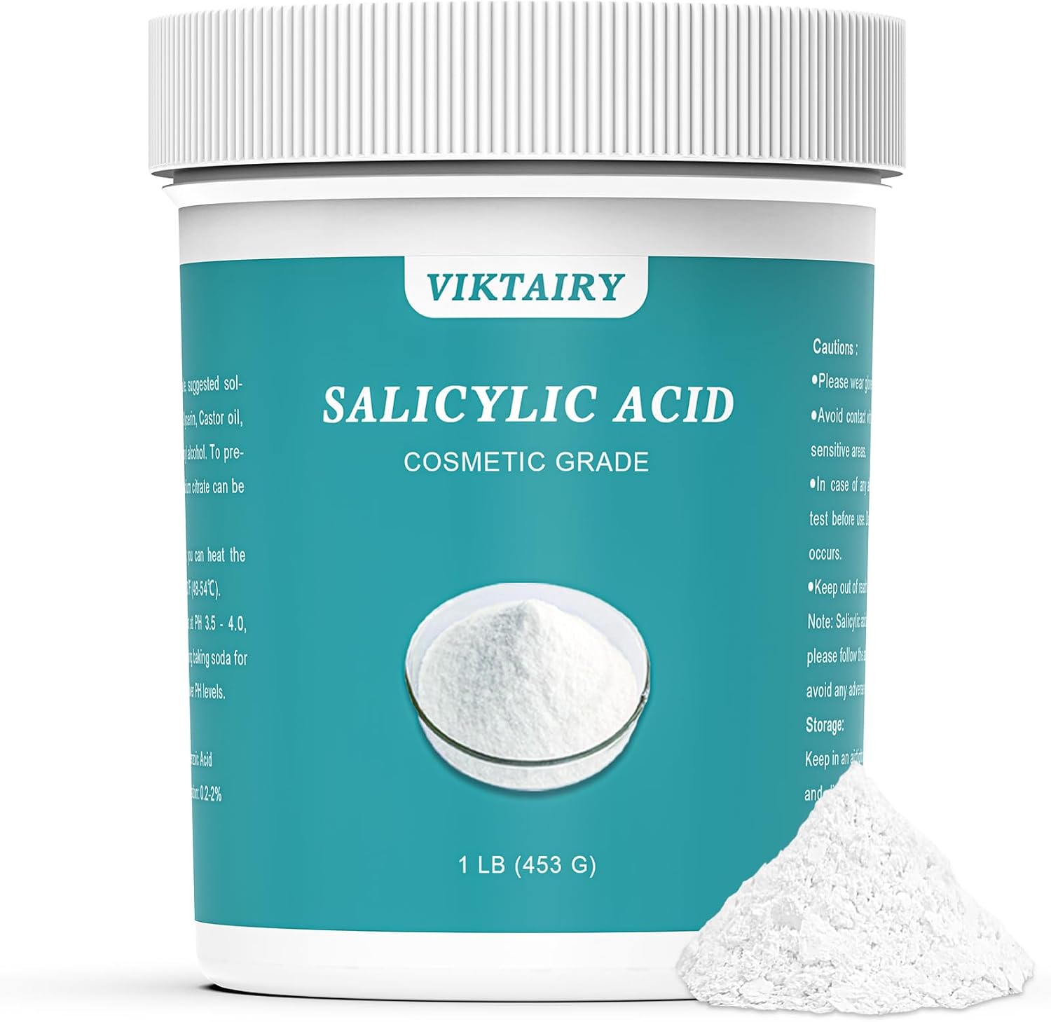 Viktairy 1 LB Salicylic Acid Powder Cosmetic Grade, Pure Original Ingredients for skin with no Additives, BHA Exfoliant for DIY Cleanser, Toner, Shampoo, Body Wash, Lotion 1 Viktairy 1 LB Salicylic Acid Powder Cosmetic Grade, Pure Original Ingredients for skin with no Additives, BHA Exfoliant for DIY Cleanser, Toner, Shampoo, Body Wash, Lotion