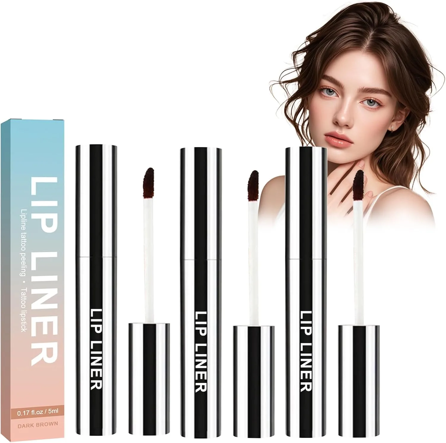 3Pcs Peel Off Lip Liner Stain,Matte Tattoo Peel Off Lip Liner,Long Lasting Waterproof Liquid Lip Liner & Stain