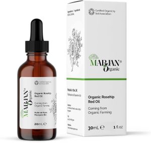 Organic Rosehip Oil 30ml – Cold-Pressed & Certified Organic – Natural Face, Body & Hair Oil for Hydration & Glow – Amber Glass Dropper – Marjan Organic