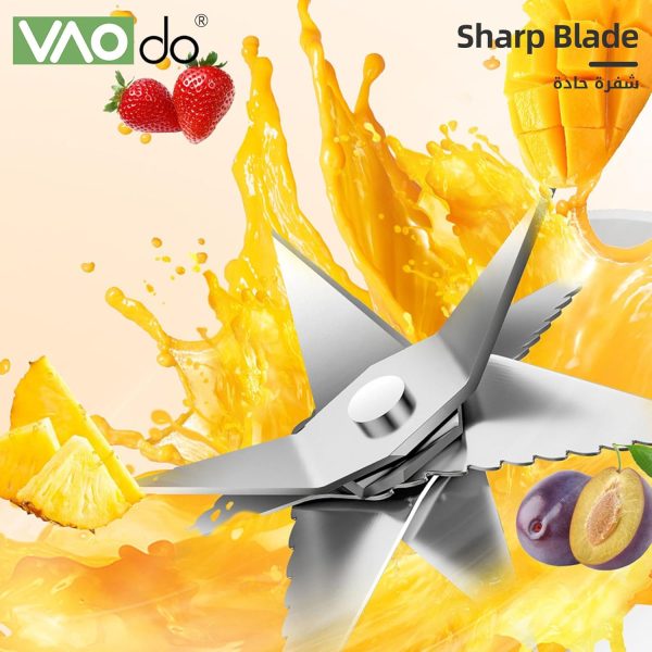 ⁦VAODO 2 In 1 Countertop Blender, 850W Electric Blender with Grinder, BPA-Free Glass Chopper, for Smoothies, Ice Crush, Frozen Drinks, Coffee Powder, 1.5L⁩ - الصورة ⁦3⁩