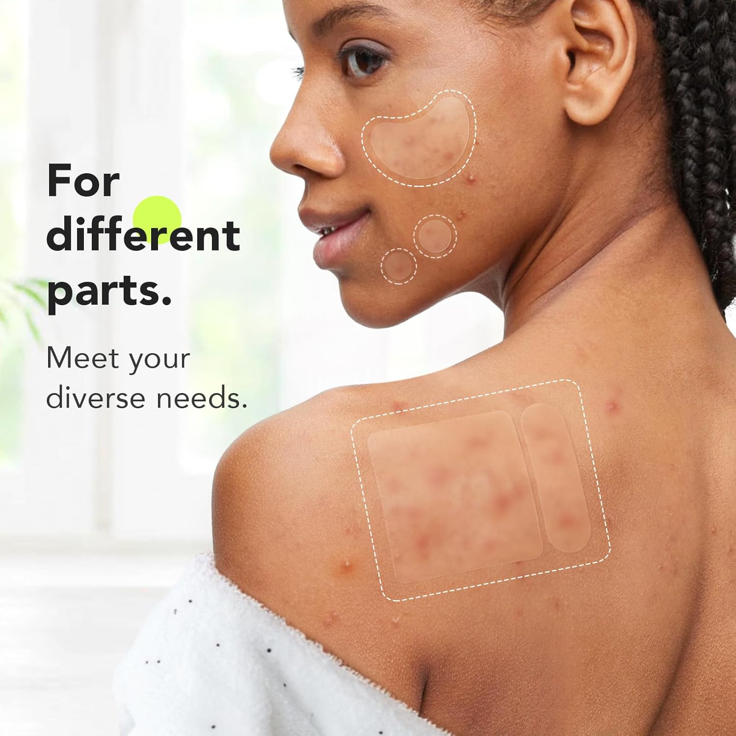 LitBear Large Pimple Patches (7 Sizes 112 Counts), Big Acne Patches, XL Hydrocolloid Bandages for Full Face, Forehead, Chin, Nose, Body, Back, Neck & Chest, Oval, Moon, Square hydrocolloid Patch 3 LitBear Large Pimple Patches (7 Sizes 112 Counts), Big Acne Patches, XL Hydrocolloid Bandages for Full Face, Forehead, Chin, Nose, Body, Back, Neck & Chest, Oval, Moon, Square hydrocolloid Patch - الصورة 3