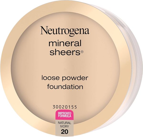 ⁦Neutrogena Mineral Sheers Lightweight Loose Powder Makeup Foundation with Vitamins A, C, & E, Sheer to Medium Buildable Coverage, Skin Tone Enhancer, Face Redness Reducer, Natural Ivory 20,.19 oz⁩ - الصورة ⁦14⁩