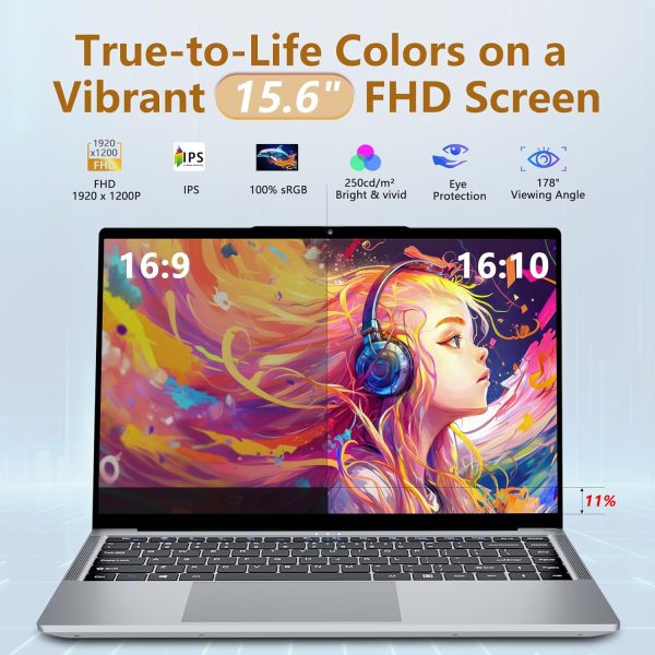 ⁦2025 Laptop i5, 15.6 inch Laptop Computer Up to 3.6GHz, Traditional Laptop Computers with 24GB RAM 512GB SSD, WIFI 5, BT5.0, FHD 1920x1200, 180 Degree Angle, HDMI, Lap top for Student Business Work⁩ - الصورة ⁦3⁩