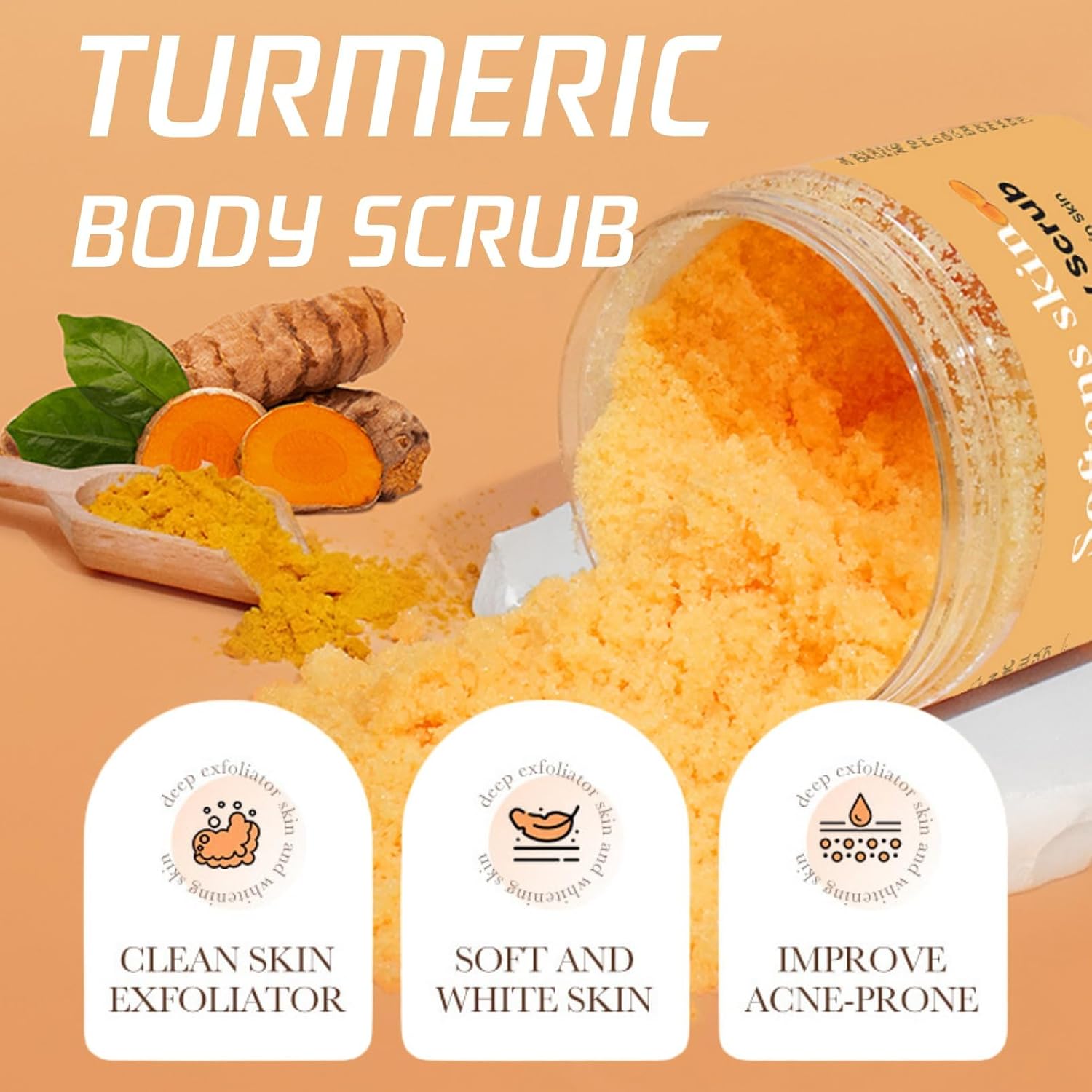 NALACAL Turmeric Exfoliating Body Scrub – Vitamin C Infused Scrub for Deep Cleansing, Removing Dead Skin, and Fading Dark Spots – Face and Body Exfoliator for Women and Men, 250g 4 NALACAL Turmeric Exfoliating Body Scrub – Vitamin C Infused Scrub for Deep Cleansing, Removing Dead Skin, and Fading Dark Spots – Face and Body Exfoliator for Women and Men, 250g - الصورة 4