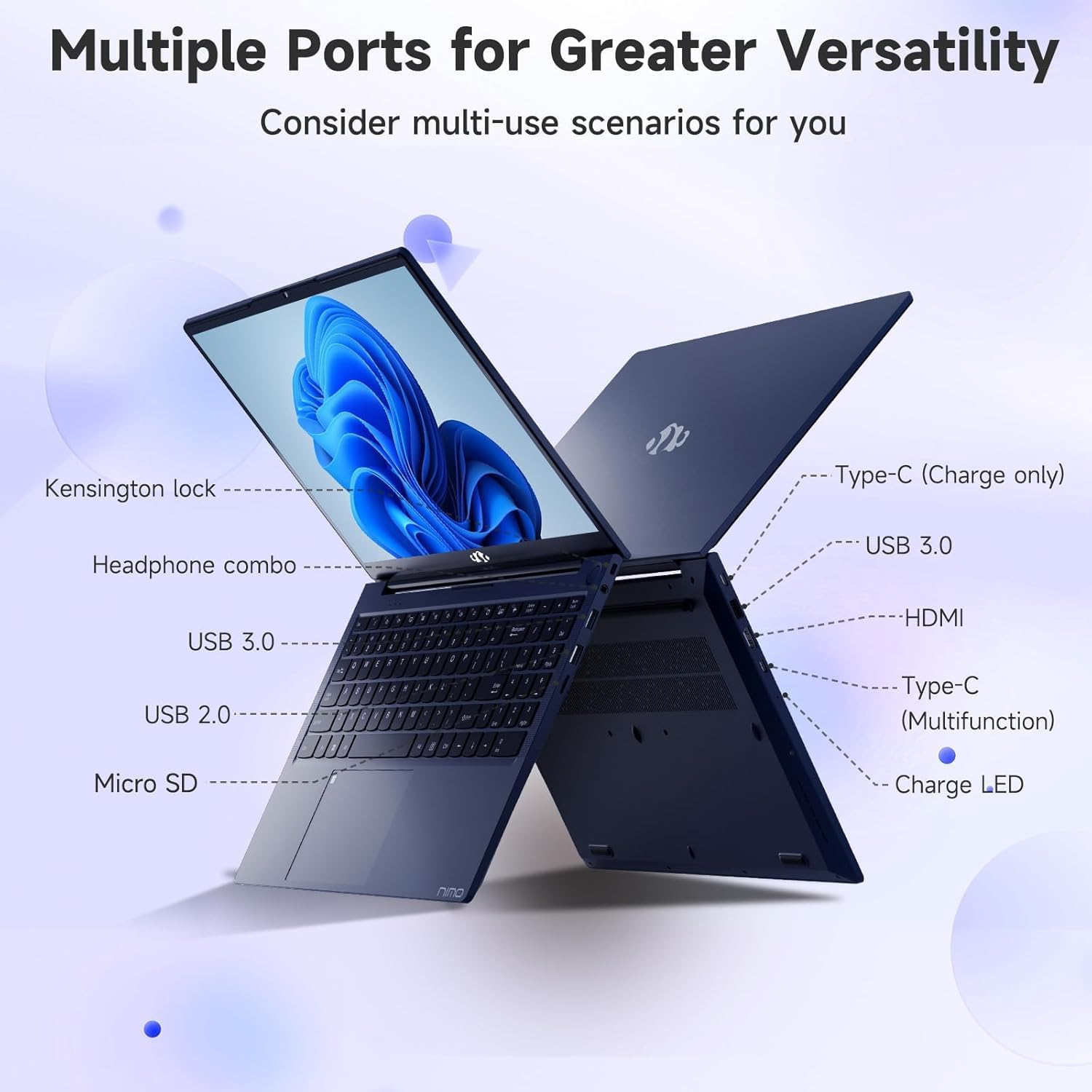 نيمو لابتوب 15.6 انش IPS FHD، انتل 6 كور i3-1215U 32GB RAM 2TB SSD (افضل من i5-1135G7، حتى 4.4GHz) مع كيبورد باضاءة خلفية وبصمة الاصبع 65 واط نوع C واي فاي 6 ارقام ويندوز 11 6 نيمو لابتوب 15.6 انش IPS FHD، انتل 6 كور i3-1215U 32GB RAM 2TB SSD (افضل من i5-1135G7، حتى 4.4GHz) مع كيبورد باضاءة خلفية وبصمة الاصبع 65 واط نوع C واي فاي 6 ارقام ويندوز 11 - الصورة 6