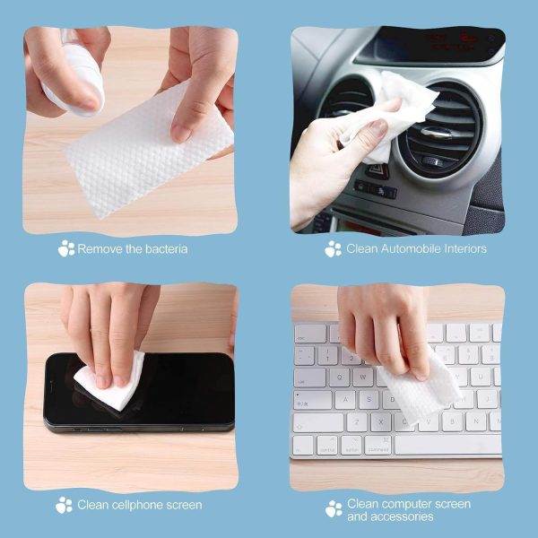 ⁦Disposable Face Wash Towels, 200 Count Soft Cotton Dry Towels for Makeup Removal, Travel, and Office Use | Extra Thick, Absorbent, and Gentle | 100% Pure Cotton⁩ - الصورة ⁦2⁩