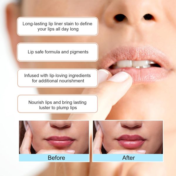 ⁦3Pcs Peel Off Lip Liner Stain,Matte Tattoo Peel Off Lip Liner,Long Lasting Waterproof Liquid Lip Liner & Stain⁩ - الصورة ⁦5⁩