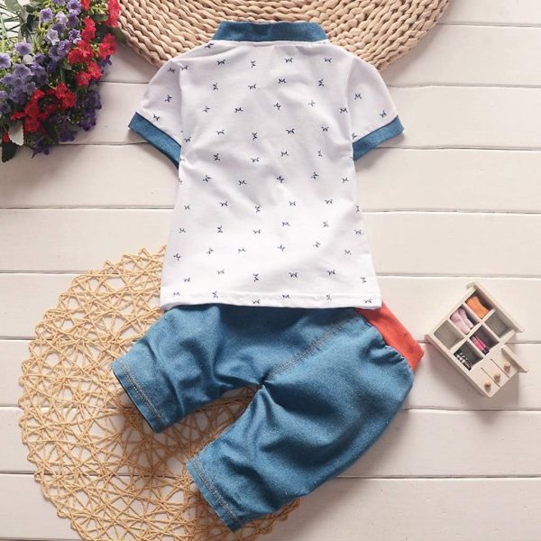 ⁦2 Pieces Short Clothing Boys Sleeves Kids and Short Outfits T-Shirt Set Toddler Boys Outfits & Set Shirt Black Children 140⁩ - الصورة ⁦3⁩