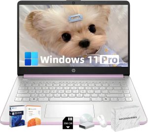 HP 2025 New Student Business Laptop, Intel N150 CPU(Beats N4120), 14in LED Screen, 16GB RAM, 128GB UFS+256GB MSD Storage, Wi-Fi 6, Copilot AI,Windows 11 Pro, Honey Lavender