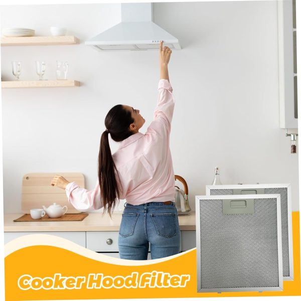 ⁦2PCS 9x10 Inch Range Hood Grease Filter Replacement, 5-Layer Aluminum Mesh Kitchen Vent Filter with Buckle, Reusable and Washable Stove Exhaust Fan Filter Compatible with Most Range Hoods⁩ - الصورة ⁦5⁩