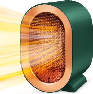 Tazweeq Space Heater,1200w Electric Portable Desk Heater for Indoor Use,Quiet Small Heater with Thermostat Overheating and Tip-Over Protection Room Heater for Home Office Bedroom (Green)