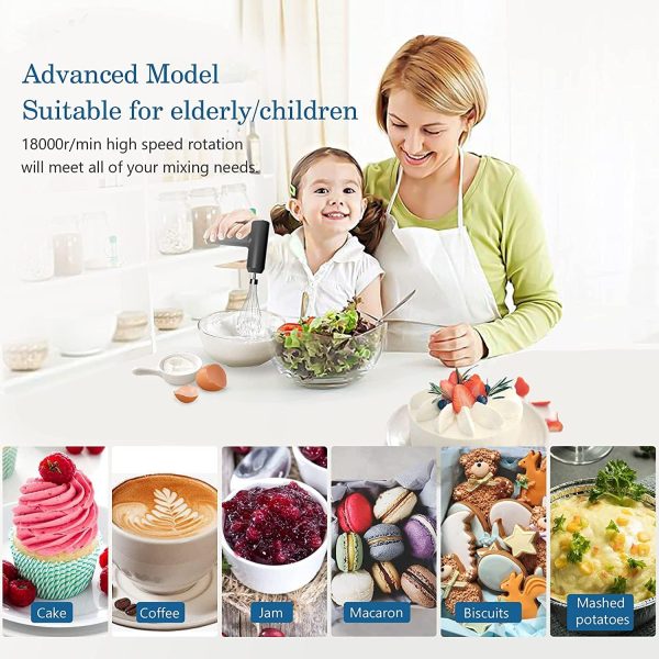 ⁦Arabest Hand Mixer,Cordless Electric Whisk Portable Handheld Electric Mixer with 3-speed Self-Control,Stainless Steel Beaters & Balloon Whisk for Whipping,Pudding, Cookies, Cakes, Batters⁩ - الصورة ⁦3⁩