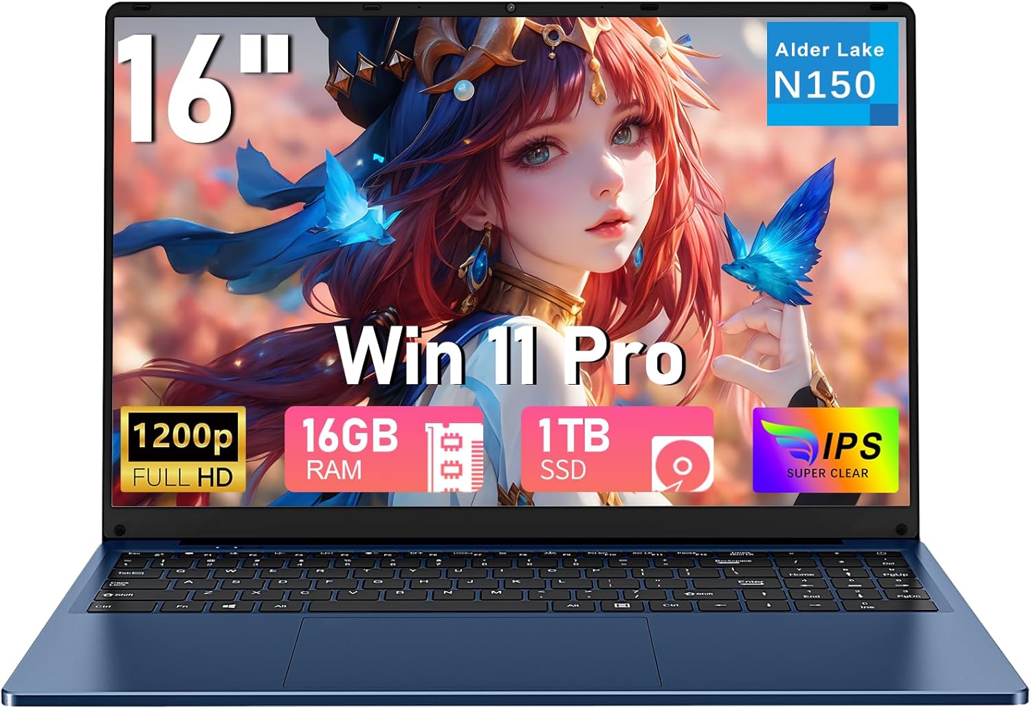 MITUNTUN Gaming Laptop Computer, 16 Inch Lap Top 2025 Win 11 Pro 16GB RAM 1TB SSD, N150 (Up to 3.6GHz), Backlit Keyboard, FHD 1920 * 1200 Screen, 6000mAh, WiFi 5 BT 4.2, UHD Graphics (1GHz), Blue 1 MITUNTUN Gaming Laptop Computer, 16 Inch Lap Top 2025 Win 11 Pro 16GB RAM 1TB SSD, N150 (Up to 3.6GHz), Backlit Keyboard, FHD 1920 * 1200 Screen, 6000mAh, WiFi 5 BT 4.2, UHD Graphics (1GHz), Blue