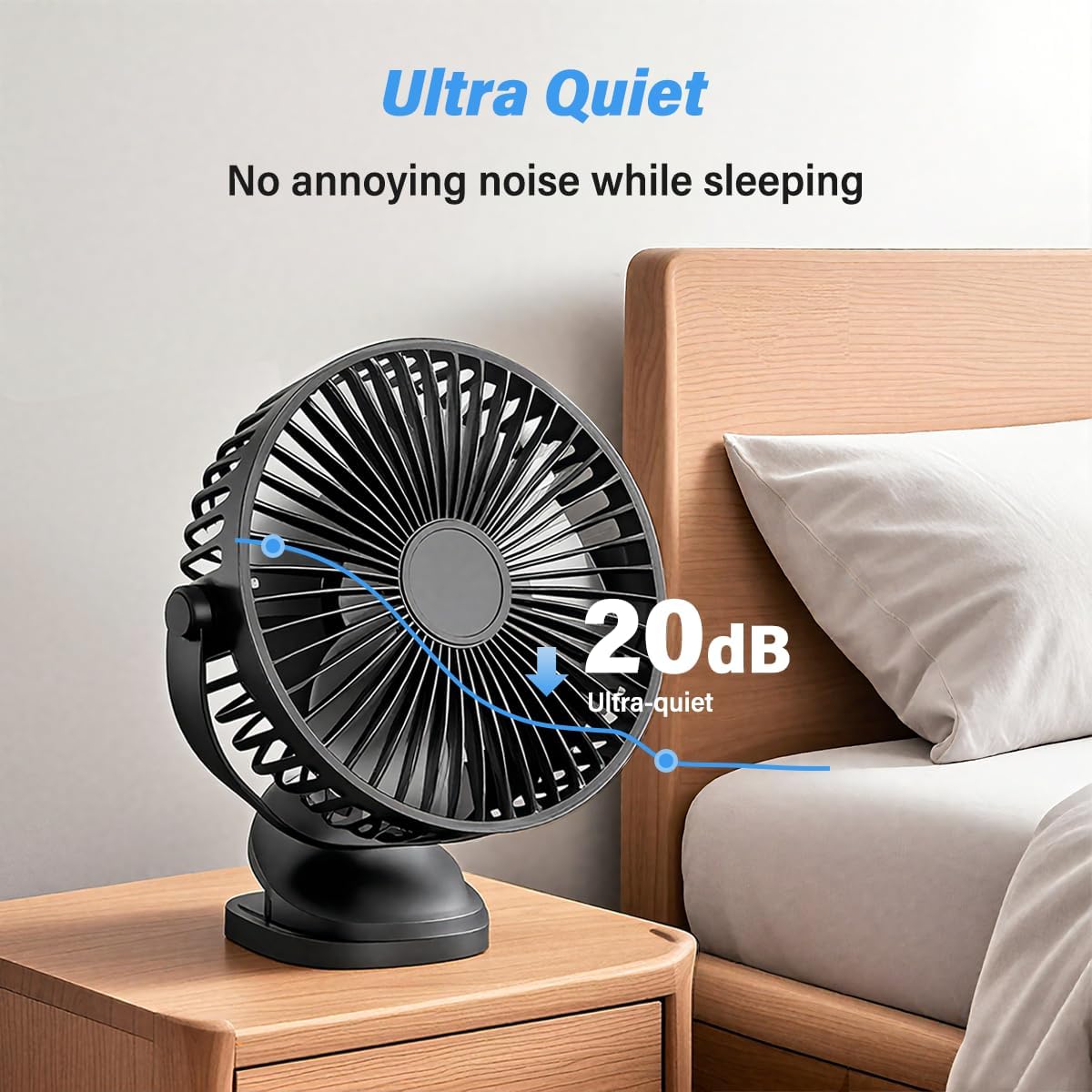 USB Desk Fan, Small But Powerful, Personal Portable Clip-on Fan with 3 Speeds Wind, 720° Rotate Personal Fan for Home or Office, Black 3 USB Desk Fan, Small But Powerful, Personal Portable Clip-on Fan with 3 Speeds Wind, 720° Rotate Personal Fan for Home or Office, Black - الصورة 3