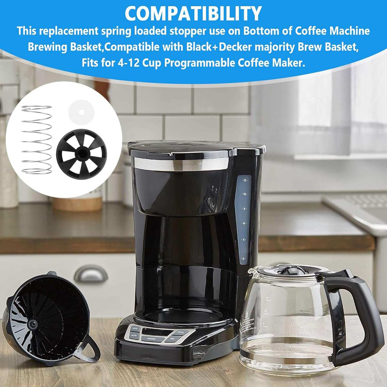 Coffee Machine Brewing Basket Bottom spring loaded stopper kits Fits for Black+Decker CM1160B coffee makers Brew Basket, fits majority 4-12 Cup Drip Coffee Makers 2 pack 4 Coffee Machine Brewing Basket Bottom spring loaded stopper kits Fits for Black+Decker CM1160B coffee makers Brew Basket, fits majority 4-12 Cup Drip Coffee Makers 2 pack - الصورة 4