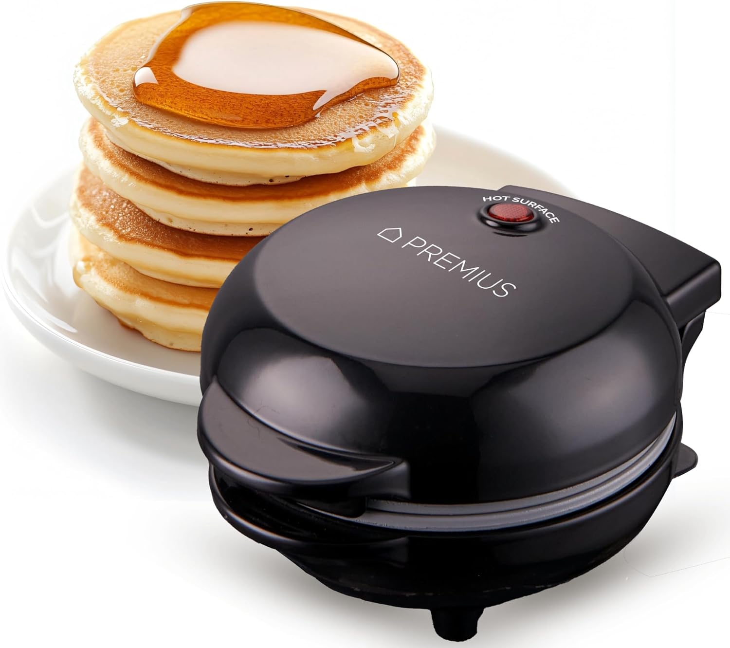 PREMIUS Ceramic NonStick Mini Snack Griddle Maker, 4” Mold, Quick Heat Up, Individual Fluffy Pancakes, Grilled Cheese, Eggs, Pizzas, Cookies & On-the-Go Breakfast & Lunch, Just Add Batter (Black) 1 PREMIUS Ceramic NonStick Mini Snack Griddle Maker, 4” Mold, Quick Heat Up, Individual Fluffy Pancakes, Grilled Cheese, Eggs, Pizzas, Cookies & On-the-Go Breakfast & Lunch, Just Add Batter (Black)