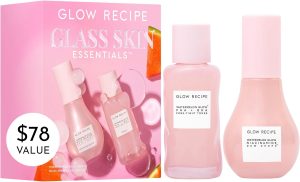 Glow Recipe Glass Skin Essential Korean Skincare Kit - Includes Niacinamide Dew Drops Face Serum & PHA + BHA Face Toner - Travel Size Watermelon-Powered Hydrating Serum & Pore Minimizer (2 Count)