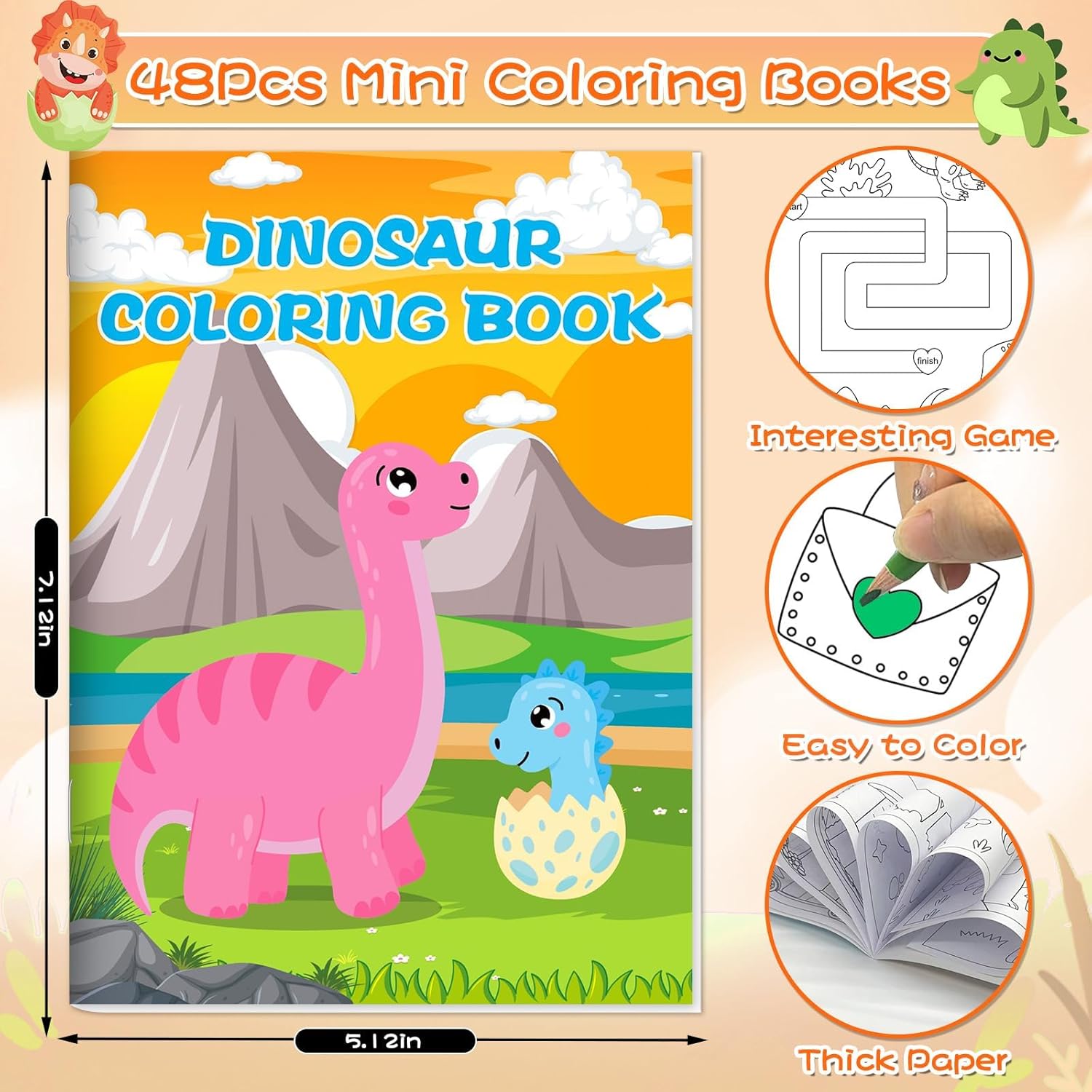 48 Pack Coloring Books for Kids Ages 4-8, Small Books for Ages 2-4, Birthday Party Favors, Bulk Gifts, Goodie Bags Stuffers, Classroom Activity - Includes Mermaid, Dinosaur, Animals 3 48 Pack Coloring Books for Kids Ages 4-8, Small Books for Ages 2-4, Birthday Party Favors, Bulk Gifts, Goodie Bags Stuffers, Classroom Activity - Includes Mermaid, Dinosaur, Animals - الصورة 3