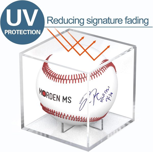 ⁦Baseball Display Case Acrylic Cube, Memorabilia Display Case for Single Ball, UV Protected Storage Box, Square Clear Baseball Stand, Sports Autograph Display Case Holder, Fits Official Size Ball⁩ - الصورة ⁦2⁩