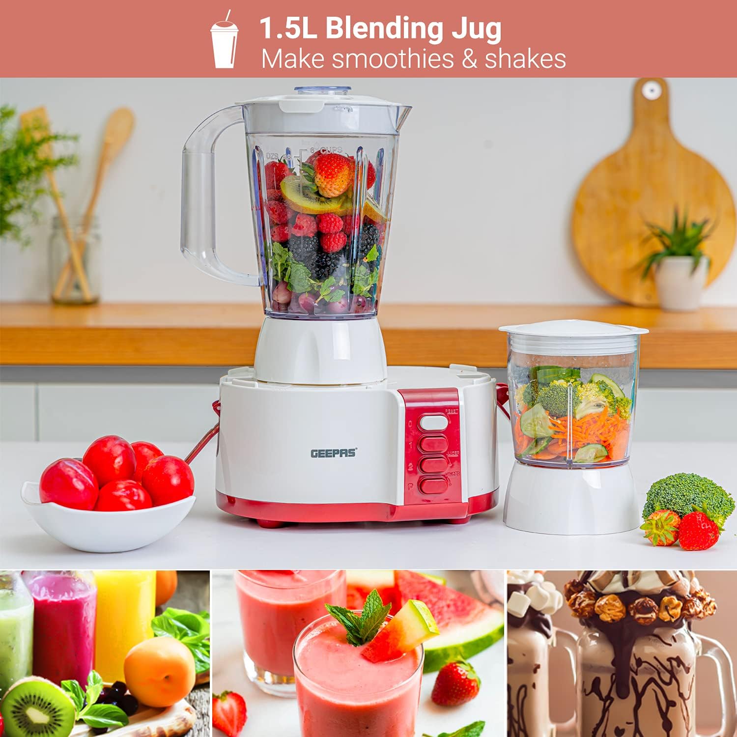 Geepas 2 Speed 4 In 1 Food Processor | Model No GSB9890 9 Geepas 2 Speed 4 In 1 Food Processor | Model No GSB9890 - الصورة 9