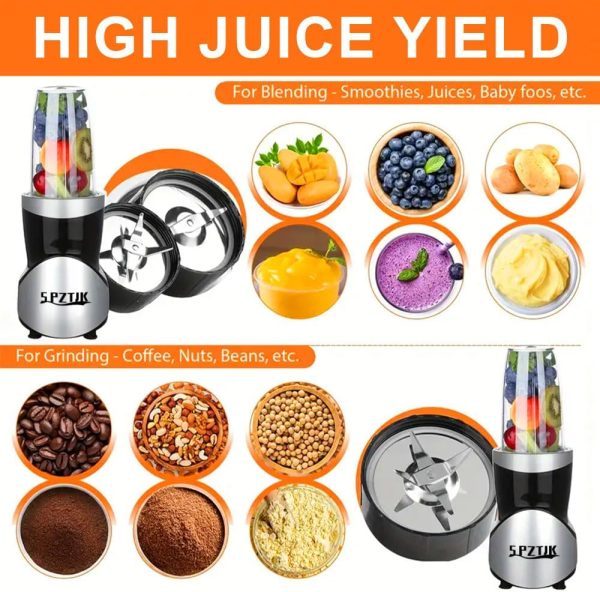 ⁦4 Cup Multi-Function High Speed Blender, 15-Piece 4-in-1 Portable Blender and Grinder Combo for Kitchen, Personal Blender,Smoothies Maker with 4 BPA-Free Cup,Baby food maker, kitchen mixer⁩ - الصورة ⁦3⁩