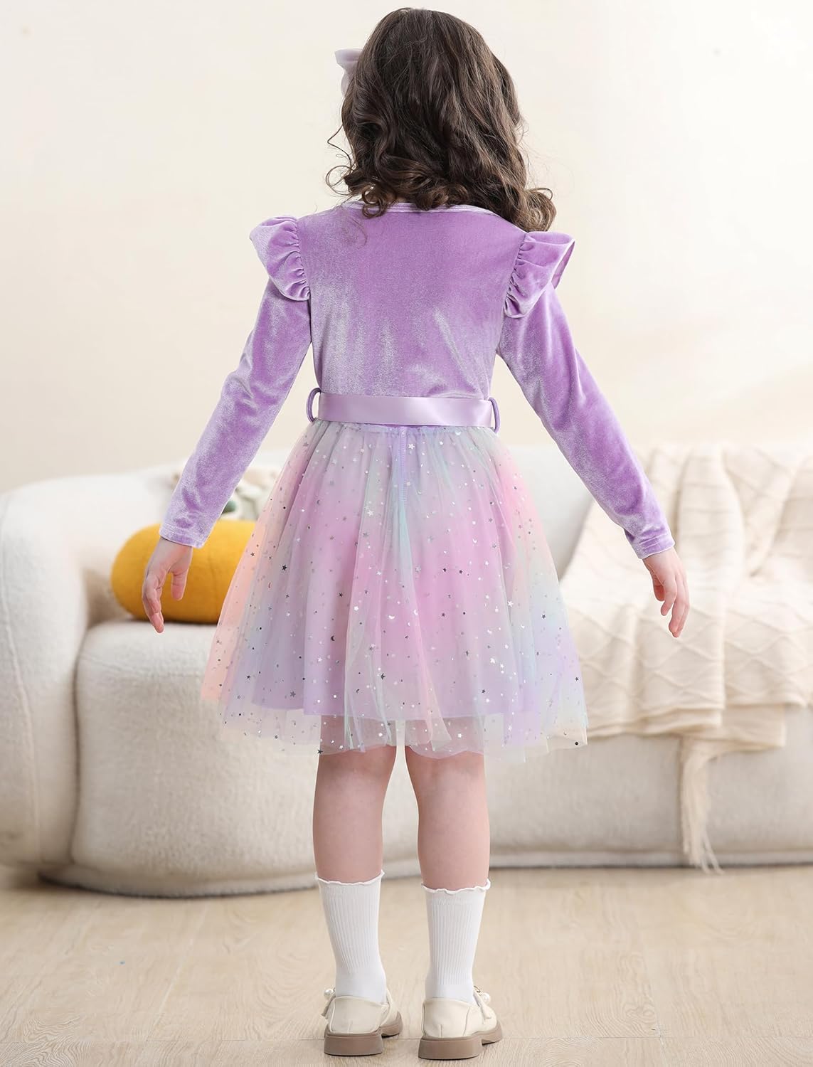 Seanrui Toddler Girls Christmas Dress Long Sleeve Ruffle Velvet Tutu Fall Winter Holiday Party Princess Dresses 1-6T 3 Seanrui Toddler Girls Christmas Dress Long Sleeve Ruffle Velvet Tutu Fall Winter Holiday Party Princess Dresses 1-6T - الصورة 3