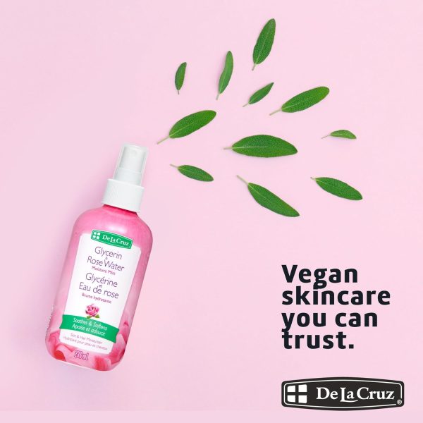 ⁦De La Cruz Rose Water and Glycerin Spray for Face - Rosewater Facial Toner and Moisturizer Mist for Skin and Hair 8 fl oz (236 mL)⁩ - الصورة ⁦5⁩