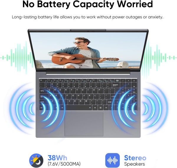 ⁦15.6" Windows 11 Pro Laptop Computer,Intel Core m3 8100Y(up to 3.40 GHz) 16GB RAM 512GB SSD,MS Office 2024 Ultra-Thin and Lightweight Notebook PC with FHD 1920x1080 Display, Dual Band WiFi 5, BT5.0⁩ - الصورة ⁦9⁩