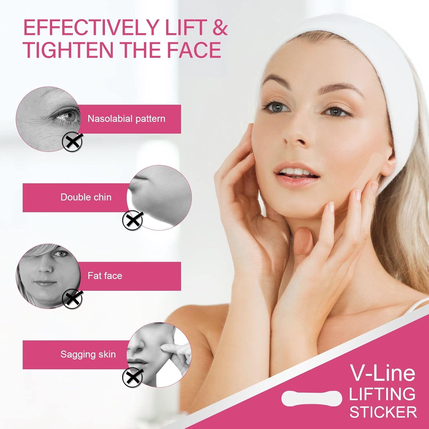 KASTWAVE Face Lift Tape, 100 PCS V-Line Face Tape Lifting Invisible, Face Lift Tools for Reducing Double Chin, Hiding Wrinkles and Lifting Saggy Skin 3 KASTWAVE Face Lift Tape, 100 PCS V-Line Face Tape Lifting Invisible, Face Lift Tools for Reducing Double Chin, Hiding Wrinkles and Lifting Saggy Skin - الصورة 3