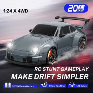 LUCKY Ultimate 1:24 Scale RC Drift Car Rechargeable,4WD with Lights, Tires and Obstacle Tool for Young/kid/Adults,Customizable Drift Course High-Speed Remote-Control Racing Car