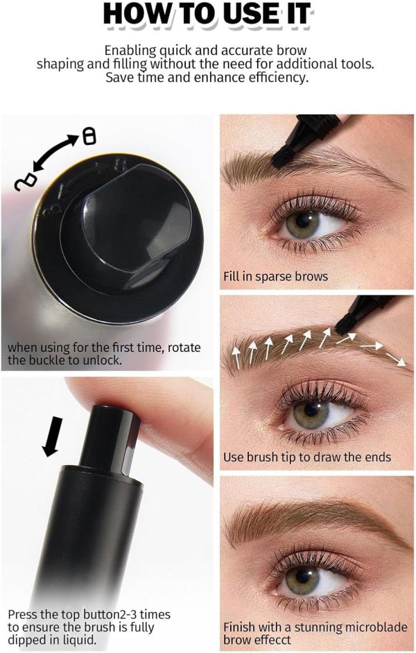 ⁦ALMEKAQUZ Brow Angled Brush & Dip Liquid Eyebrow Gel, Brow Lamination & Powder Pen, Eyebrow Hair Stroke Brush, Wild Eyebrow Pencil Waterproof Long Lasting Quick Drying (Taupe)⁩ - الصورة ⁦7⁩