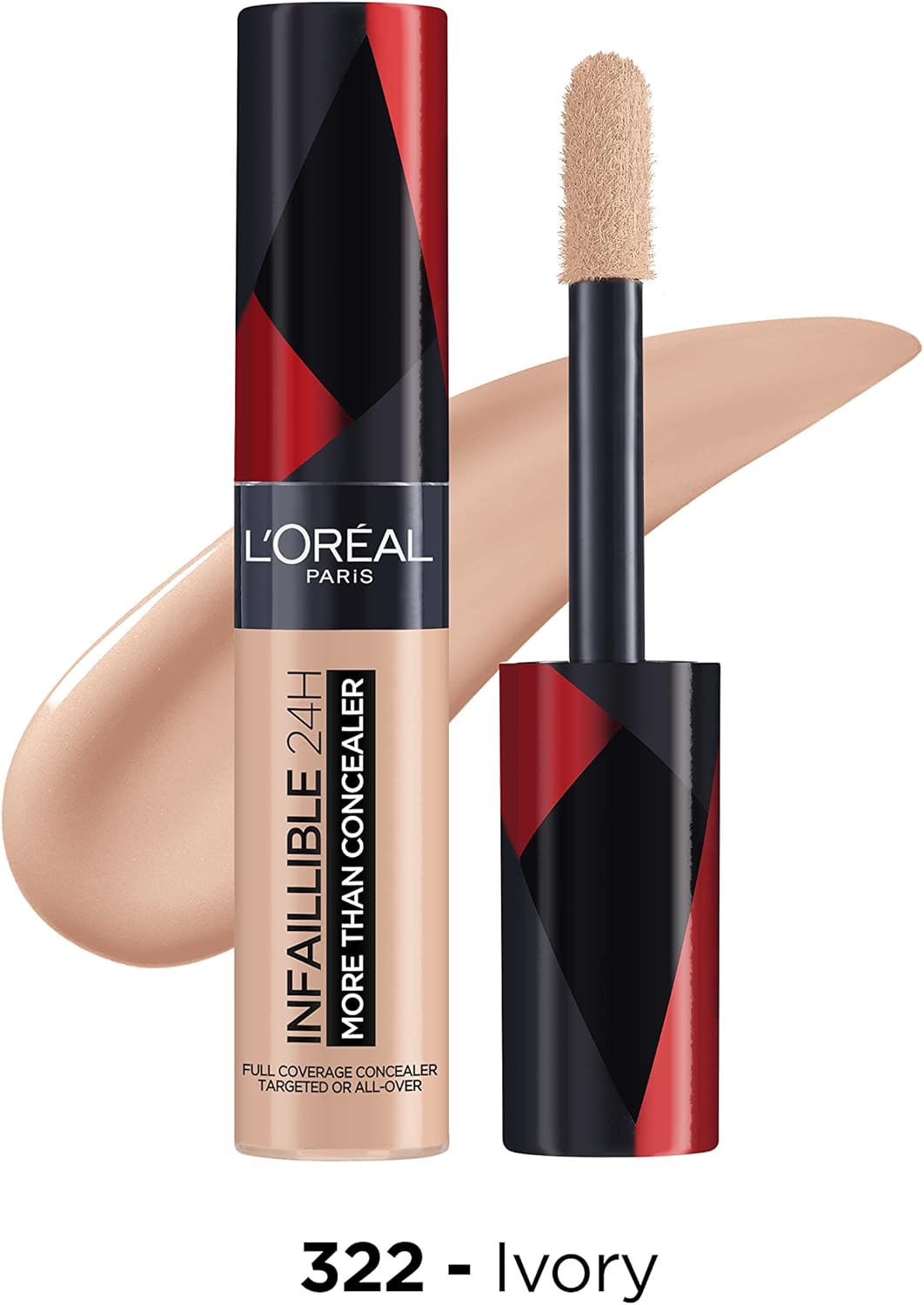 L’Oréal Paris Infallible 24H More Than Concealer, Full-coverage, Longwear and Matte Finish, 322 Ivory 2 L’Oréal Paris Infallible 24H More Than Concealer, Full-coverage, Longwear and Matte Finish, 322 Ivory - الصورة 2