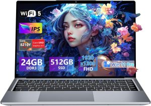2025 Laptop i5, 15.6 inch Laptop Computer Up to 3.6GHz, Traditional Laptop Computers with 24GB RAM 512GB SSD, WIFI 5, BT5.0, FHD 1920x1200, 180 Degree Angle, HDMI, Lap top for Student Business Work