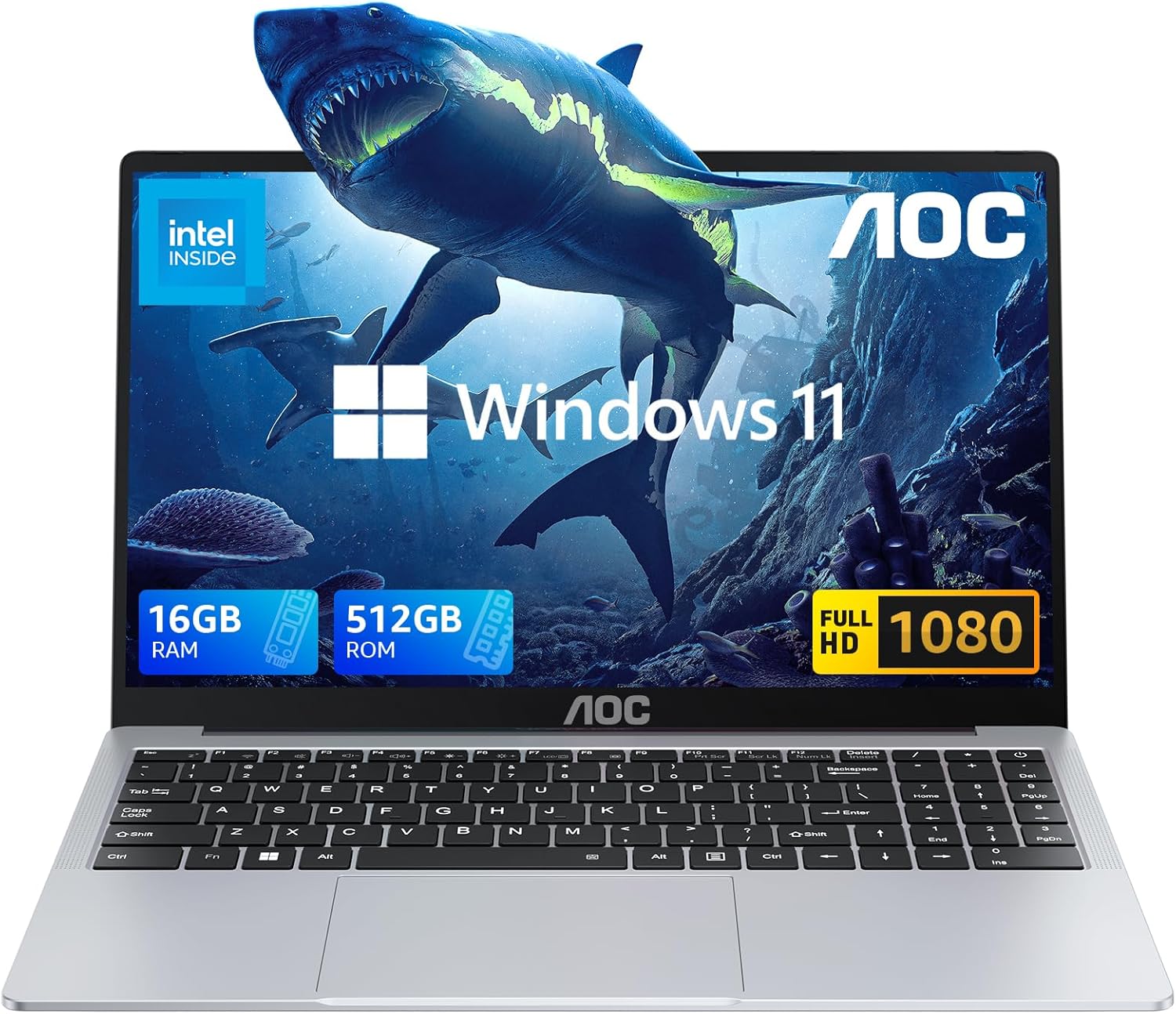 AOC Laptop, Laptop Computer with Intel Processor Twin Lake N150(Up to 3.6GHz) 16GB DDR4 512GB SSD 15.6 Inch FHD Premium Laptop Windows 11 Pro, Metal Shell, Type-C 1 AOC Laptop, Laptop Computer with Intel Processor Twin Lake N150(Up to 3.6GHz) 16GB DDR4 512GB SSD 15.6 Inch FHD Premium Laptop Windows 11 Pro, Metal Shell, Type-C